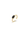 Anillo Acero Abierto Ajustable - Mineral Oval - 7mm - Color oro