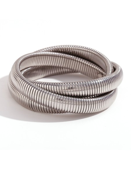 Pulsera Acero - Triple estirable - Acero y Oro Color
