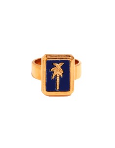 Anillo Acero - Palmera 15,50*12mm - Bañado Oro 2