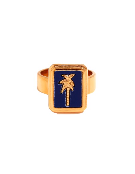 Anillo Acero - Palmera 15,50*12mm - Bañado Oro Anillo Acero - Palmera 15,50*12mm - Bañado Oro