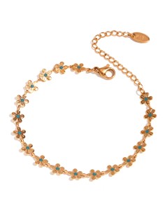 Pulsera Acero - Flor 6mm - 16+5cm - Color Oro 2