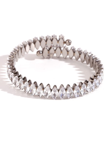 Pulsera Acero estirable - Marquesa Circonita 8*4 mm - Acero y Oro Color