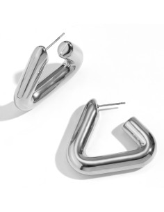 Pendientes Acero Hueco - Triángulo 38 mm - Color Oro y Acero 2