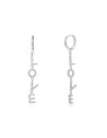 Pendientes Aro LOVE - 11+34 mm  - Circonita - Bañado Oro y Plata Rodiada