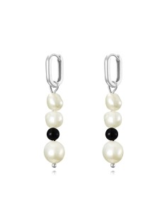 Pendiente Mineral - Aro 5*8,5mm - Perla 27mm - Bañado Oro y Plata Rodiada 2