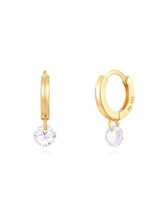 Pendientes - Circonita Blanca - 12+5 mm - Bañado Oro y Plata Rodiada 2