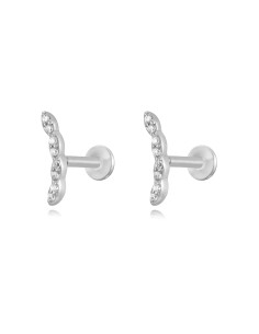 Piercing Circonita - Hoja 10*2,5mm - Bañado Oro y Plata Rodiada 2