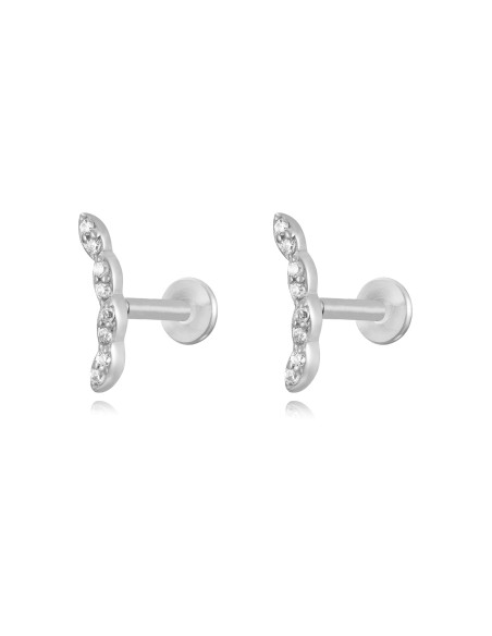 Piercing Circonita - Hoja 10*2,5mm - Bañado Oro y Plata Rodiada