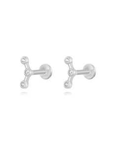 Piercing Circonita - 8*3mm - Bañado Oro y Plata Rodiada 2