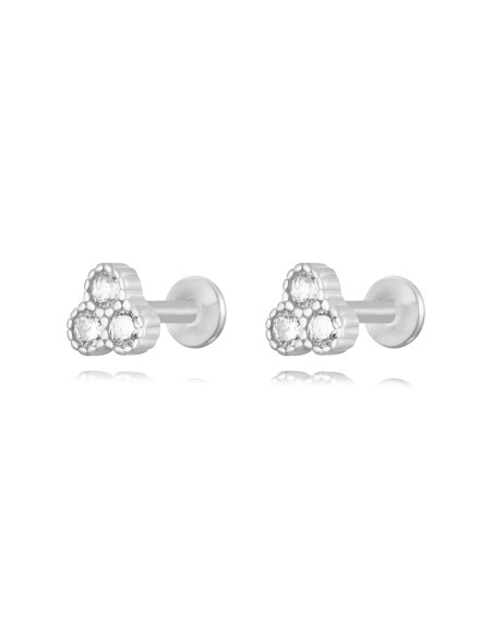 Piercing Circonita - Flor 5mm - Bañado Oro y Plata Rodiada