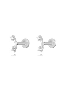 Piercing 2 Circonita - 6*2,25mm - Bañado Oro y Plata Rodiada 2