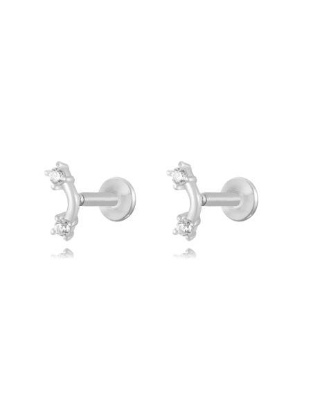 Piercing 2 Circonita - 6*2,25mm - Bañado Oro y Plata Rodiada