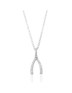 Collar Circonita - Hueso de la Suerte 17*7,50mm - Bañado Oro y Plata Rodiada 2