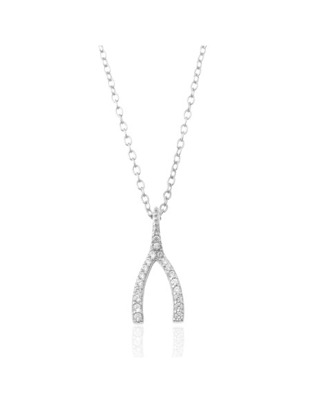 Collar Circonita - Hueso de la Suerte 17*7,50mm - Bañado Oro y Plata Rodiada Collar Circonita - Hueso de la Suerte 17*7,50mm - Bañado Oro y Plata Rodiada