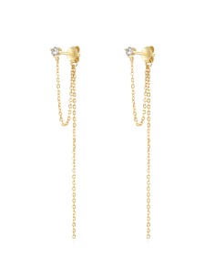 Pendientes 58 mm - Cadena - Circonita - Bañado oro y Plata Rodiada 2