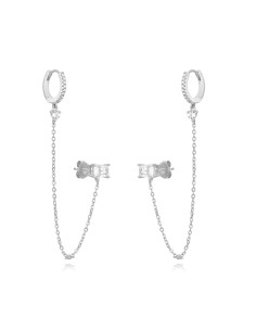 Pendientes Cadena 70mm - 6*4mm Circonita - Bañado Oro y Plata Rodiada 2