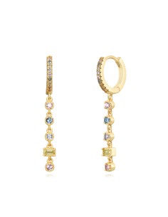 Pendientes Aro - Circonita - 18mm - Bañado Oro y Plata Rodiada 2