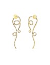 Pendientes de serpiente - 60 mm - Circonita - Bañado oro y Plata Rodiada