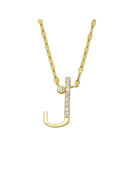 Collar Letra 16 mm - 38 + 4 cm - Bañado Oro y Plata Rhodiada