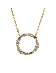 Collar Círculo 16 mm - Circonita - 38 + 5 cm - Bañado Oro y Plata Rhodiada 2