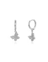 Pendientes Aro Mariposa - 11+10 mm  - Circonita - Bañado Oro y Plata Rodiada