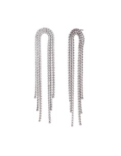 Pendiente Acero Circonita - Tenis 10 cm - Color Oro y Color Acero 2