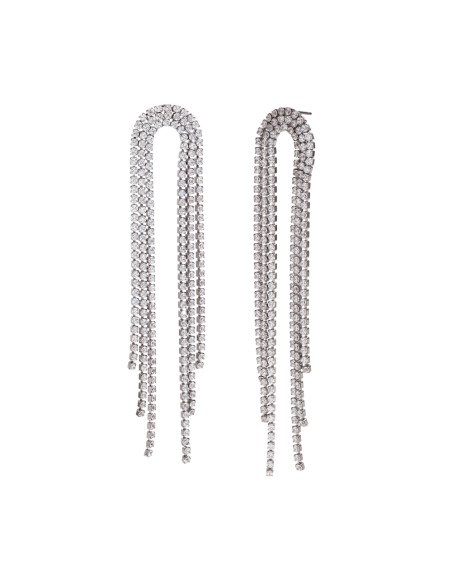 Pendiente Acero Circonita - Tenis 10 cm - Color Oro y Color Acero