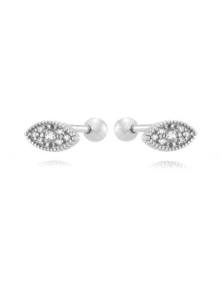 Piercing Ojo - 8*3,7 mm - Circonita - Bañado Oro y Plata Rodiada