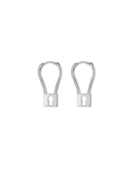 Pendientes Aro - Candado 6*19 mm - Bañado Oro y Plata Rodiada