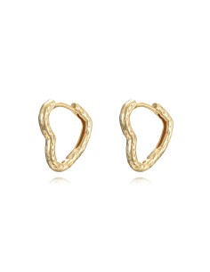 Pendientes Corazon Martillados - Aro 16*18mm - Bañado Oro y Plata Rodiada 2