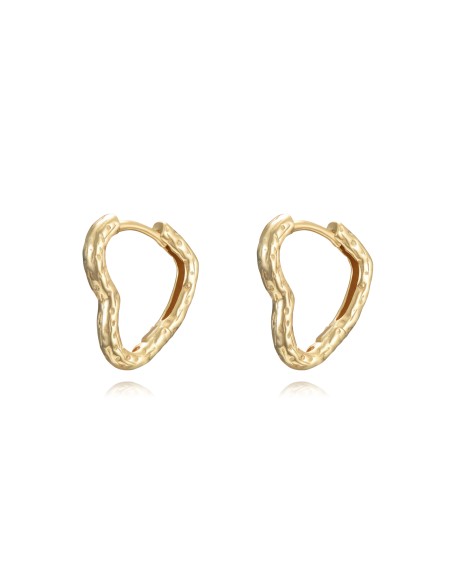 Pendientes Corazon Martillados - Aro 16*18mm - Bañado Oro y Plata Rodiada