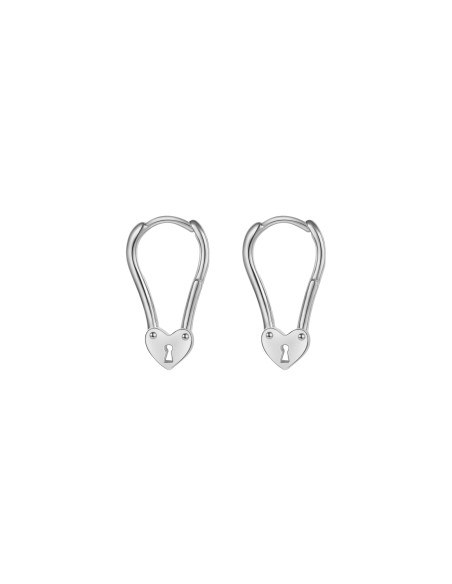 Pendientes Aro - Corazon 6*19 mm - Bañado Oro y Plata Rodiada