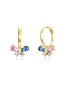 Pendientes Aro 11mm - Mariposa 10,50mm - Bañado Oro y Plata Rodiada