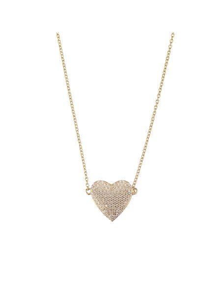 Collar Circonita - Corazon 14mm - 35+10 cm - Bañado Oro