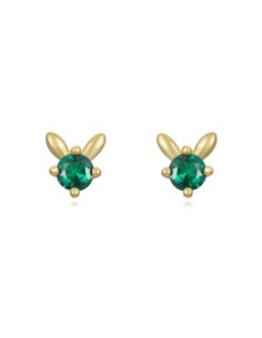 Pendientes Circonita - Conejo 5*5mm - Bañado Oro y Plata Rodiada 2