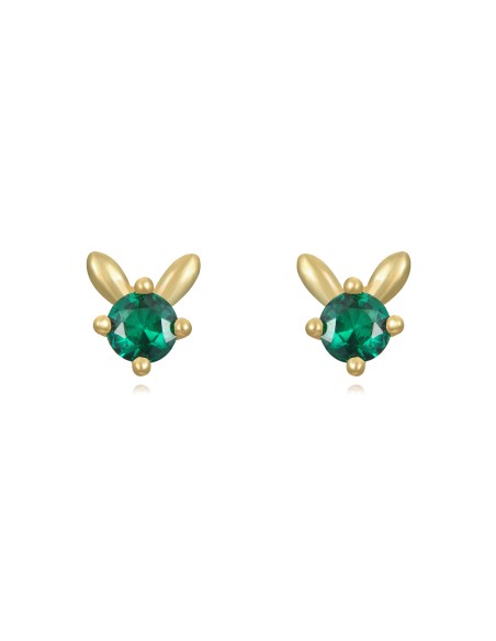 Pendientes Circonita - Conejo 5*5mm - Bañado Oro y Plata Rodiada