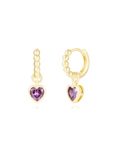 Pendientes aro Corazon - Circonita - 12 mm - Bañado Oro 2