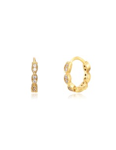 Pendientes Aro Circonita - 11 mm - Bañado Oro y Plata Rodiada 2