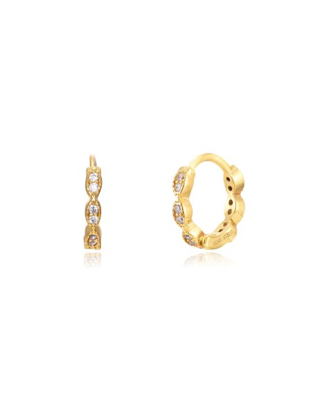 Pendientes Aro Circonita - 11 mm - Bañado Oro y Plata Rodiada Pendientes Aro Circonita - 11 mm - Bañado Oro y Plata Rodiada