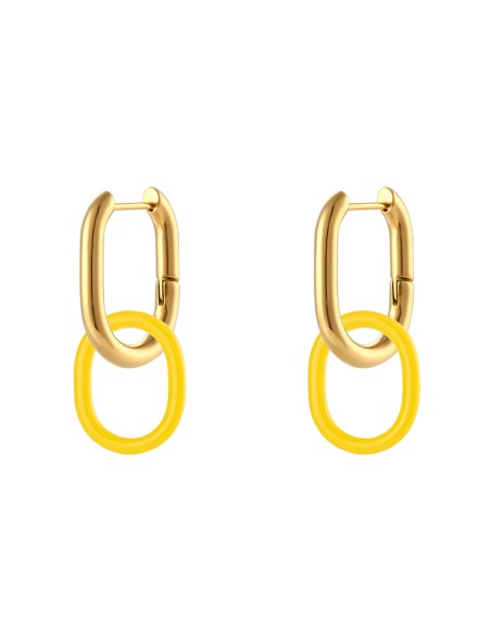 Pendiente Acero - Resina 22 mm - Color Oro