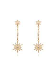 Pendientes Estrella - Circonita Blanca - 44 mm - Plata Bañado Oro y Plata Rodiada 2