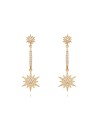 Pendientes Estrella - Circonita Blanca - 44 mm - Plata Bañado Oro y Plata Rodiada