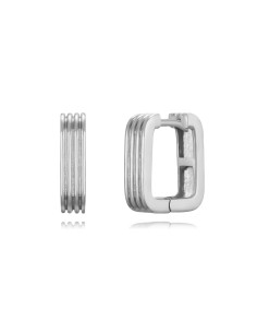 Pendientes cuadrados con rayas - 14 mm - Bañado oro y Plata Rodiada 2