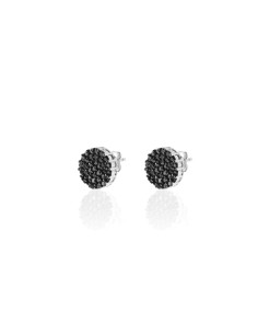 Pendientes Círculo - Circonita Negra - 11 mm - Plata Rodiada 2