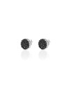 Pendientes Círculo - Circonita Negra - 11 mm - Plata Rodiada