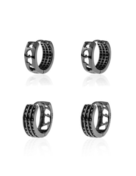 Pendientes Aro Corazón - Circonita - 18 mm (14 mm interior) - Bañado Rutenio y Plata Rodiada