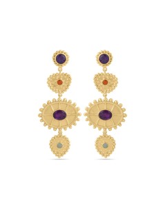 Pendientes Largo Bronce - Mineral 67*27mm - Bañado Oro