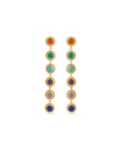 Pendientes Largo Bronce - Mineral 75*11mm - Bañado Oro