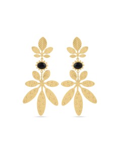 Pendientes Hojas Bronce - Mineral 73*34mm - Bañado Oro