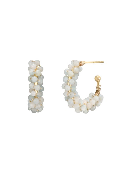 Pendientes Minerales - Aro 24 mm - Bañado Oro y Plata Rodiada